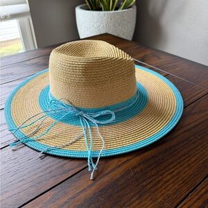 Stylish Straw Hat with Blue Trim